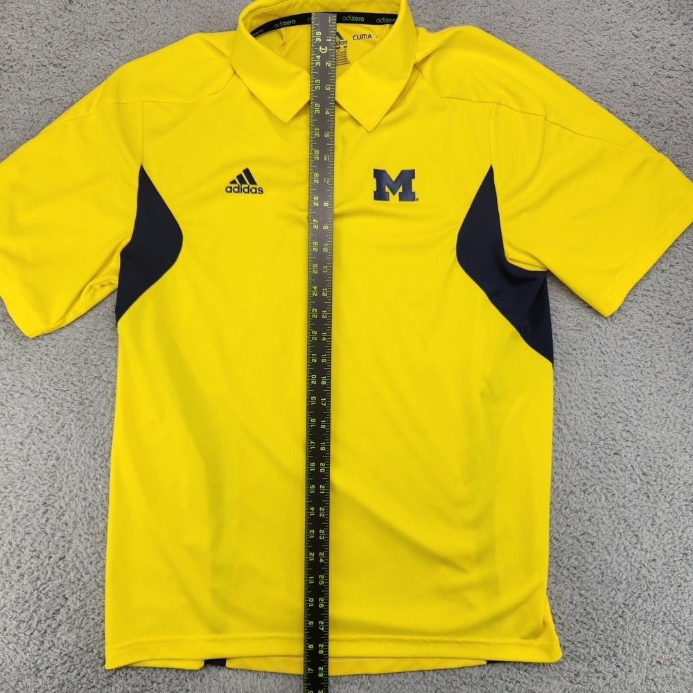 ADIDAS University of Michigan Wolverines Clima Lite Polo Shirt Mens M Yellow - Picture 5 of 5